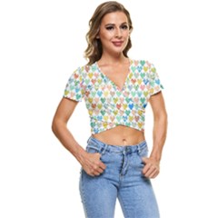 Multicolored Hearts Short Sleeve Foldover Tee by SychEva