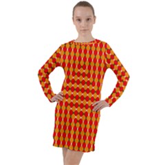 Illusion Blocks Pattern Long Sleeve Hoodie Dress by Sparkle