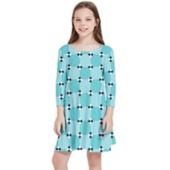 Illusion Blocks Pattern Kids  Quarter Sleeve Skater Dress