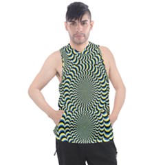 Illusion Waves Pattern Men s Sleeveless Hoodie