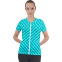 Illusion Waves Pattern Short Sleeve Zip Up Jacket View1