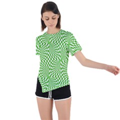 Illusion Waves Pattern Asymmetrical Short Sleeve Sports Tee