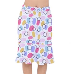 Abstract Multicolored Shapes Short Mermaid Skirt by SychEva