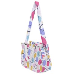 Abstract Multicolored Shapes Rope Handles Shoulder Strap Bag by SychEva