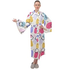 Abstract Multicolored Shapes Maxi Velour Kimono by SychEva