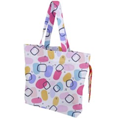 Abstract Multicolored Shapes Drawstring Tote Bag by SychEva