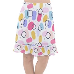 Abstract Multicolored Shapes Fishtail Chiffon Skirt by SychEva