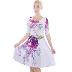 Carnie Squid Quarter Sleeve A-line Dress by Limerence