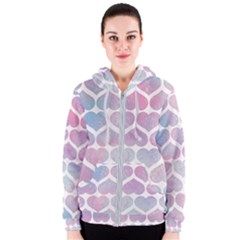 Multicolored Hearts Women s Zipper Hoodie by SychEva