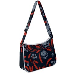 Folk Flowers Print Floral Pattern Ethnic Art Zip Up Shoulder Bag by Eskimos