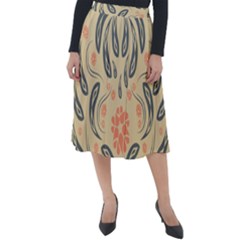 Folk Flowers Print Floral Pattern Ethnic Art Classic Velour Midi Skirt  by Eskimos