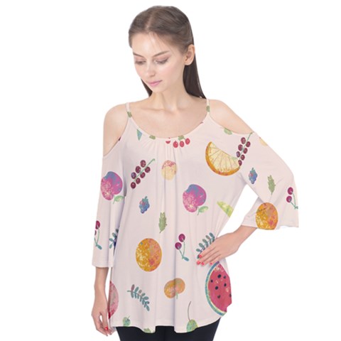 Summer Fruit Flutter Sleeve Tee  by SychEva