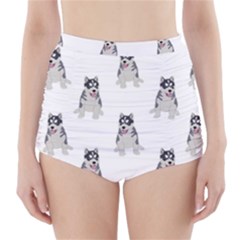 Cute Husky Puppies High-waisted Bikini Bottoms by SychEva