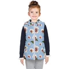 Hibiscus Flowers Kids  Hooded Puffer Vest by SychEva