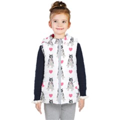 Little Husky With Hearts Kids  Hooded Puffer Vest by SychEva