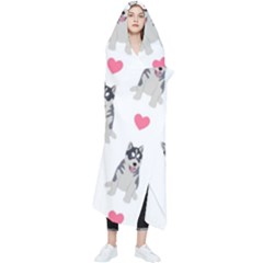 Little Husky With Hearts Wearable Blanket by SychEva