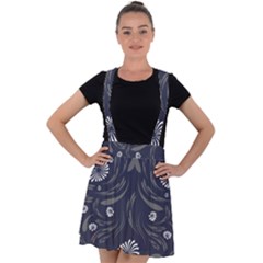 Folk Flowers Print Floral Pattern Ethnic Art Velvet Suspender Skater Skirt by Eskimos