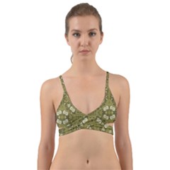 Folk Flowers Print Floral Pattern Ethnic Art Wrap Around Bikini Top by Eskimos