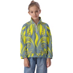 Folk Flowers Print Floral Pattern Ethnic Art Kids  Half Zip Hoodie