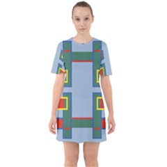 Abstract Pattern Geometric Backgrounds   Sixties Short Sleeve Mini Dress