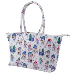 Cute Snowmen Celebrate New Year Canvas Shoulder Bag by SychEva