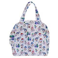 Cute Snowmen Celebrate New Year Boxy Hand Bag by SychEva