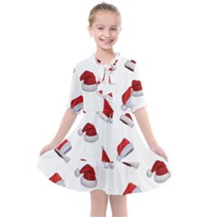 Red Christmas Hats Kids  All Frills Chiffon Dress by SychEva