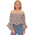 Santa Hat Off Shoulder Flutter Bell Sleeve Top View1