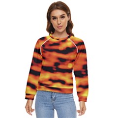 Red  Waves Abstract Series No5 Women s Long Sleeve Raglan Tee