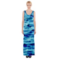 Blue Waves Abstract Series No4 Thigh Split Maxi Dress by DimitriosArt