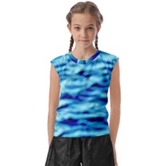 Blue Waves Abstract Series No4 Kids  Raglan Cap Sleeve Tee by DimitriosArt