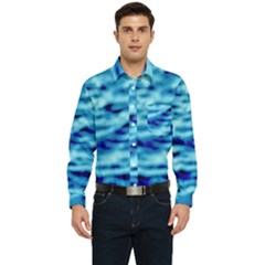 Blue Waves Abstract Series No4 Men s Long Sleeve Pocket Shirt  by DimitriosArt