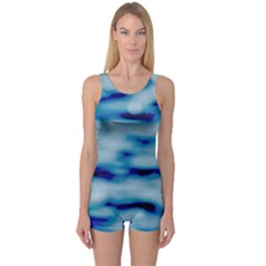 Blue Waves Abstract Series No5 One Piece Boyleg Swimsuit by DimitriosArt