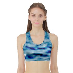 Blue Waves Abstract Series No5 Sports Bra With Border by DimitriosArt