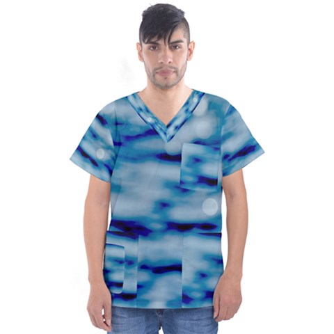 Blue Waves Abstract Series No5 Men s V-neck Scrub Top by DimitriosArt