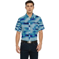 Blue Waves Abstract Series No5 Men s Short Sleeve Pocket Shirt  by DimitriosArt