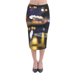 City Lights Velvet Midi Pencil Skirt by DimitriosArt