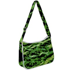 Green  Waves Abstract Series No11 Zip Up Shoulder Bag by DimitriosArt