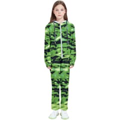 Green  Waves Abstract Series No11 Kids  Tracksuit by DimitriosArt