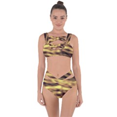 Yellow  Waves Abstract Series No10 Bandaged Up Bikini Set  by DimitriosArt