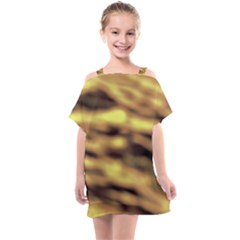 Yellow  Waves Abstract Series No10 Kids  One Piece Chiffon Dress by DimitriosArt