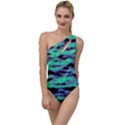 Green  Waves Abstract Series No6 To One Side Swimsuit View1