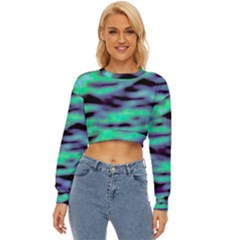 Green  Waves Abstract Series No6 Lightweight Long Sleeve Sweatshirt by DimitriosArt