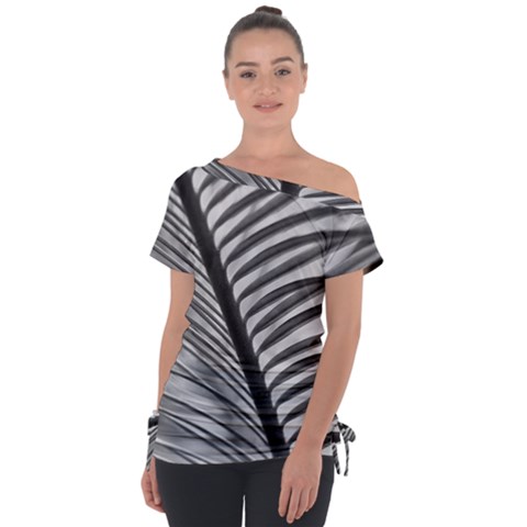 Cycas Leaf The Shadows Off Shoulder Tie-up Tee by DimitriosArt