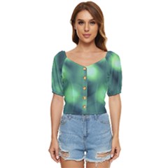 Green Vibrant Abstract Button Up Blouse