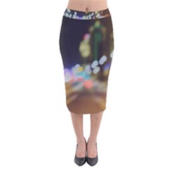 City Lights Series No4 Velvet Midi Pencil Skirt by DimitriosArt