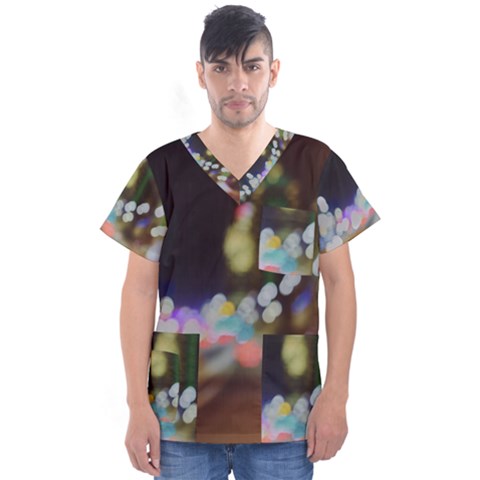 City Lights Series No4 Men s V-neck Scrub Top by DimitriosArt