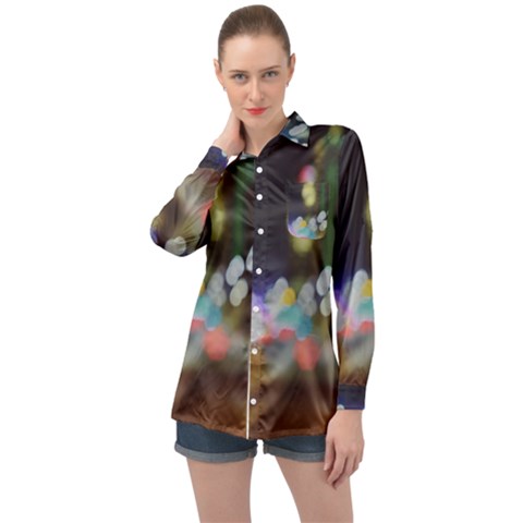 City Lights Series No4 Long Sleeve Satin Shirt by DimitriosArt