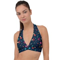 Bright Mushrooms Halter Plunge Bikini Top by SychEva