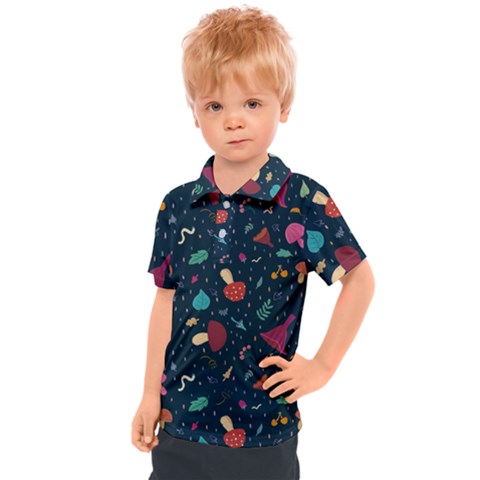 Bright Mushrooms Kids  Polo Tee by SychEva